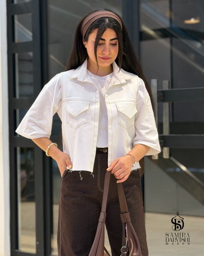 وست زنانه دوجیب با یقه برگردان