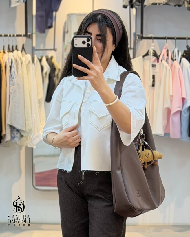 وست زنانه دوجیب مزون سمیرا درویشی شیری رنگ